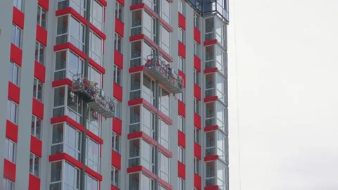 Facade Cleaning Work Stock Footage 154746158