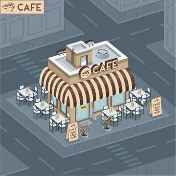 Facade coffee shop Stock Illustration