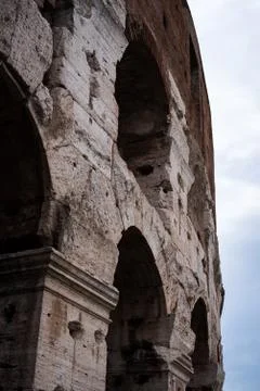 Facade of the Coliseum impacted by time in Rome Stock Photos
