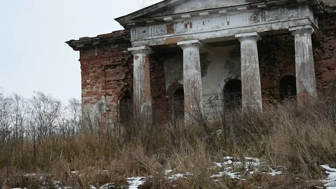 Facade with columns of an ancient building Stock Footage 122237912