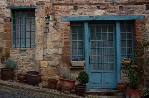 Facade of Cordes-sur-Ciel Stock Photos