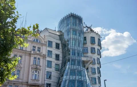 Facade of the dancing house Stock Photos