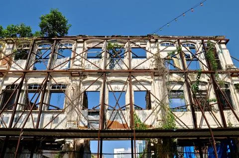 Facade of derelict building Stock Photos