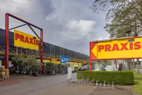 Facade do it yourself shopping mall in Dutch village Emmeloord Stock Photos