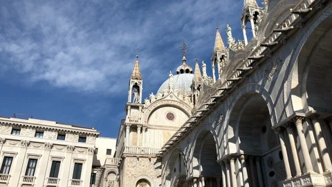 Facade Dome of Basilica di San Marco, Cathedral in Venice, Italy Stock Footage 116024854