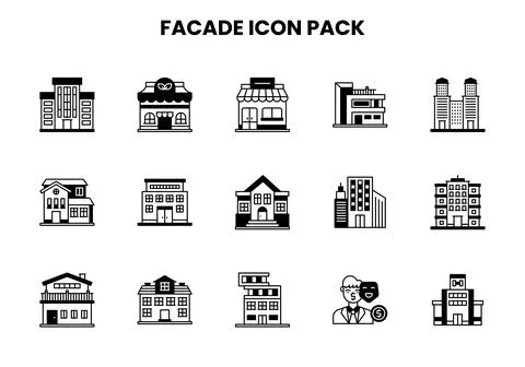 Facade DuoTone Bundle Icons Pack 스톡 일러스트