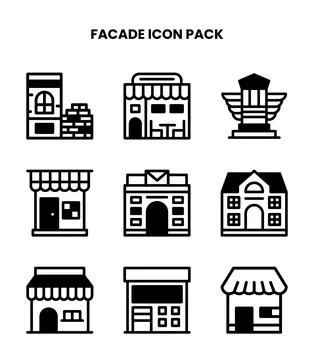 Facade DuoTone Bundle Icons Pack Stock Illustration