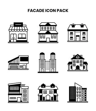 Facade DuoTone Bundle Icons Pack Stock Illustration