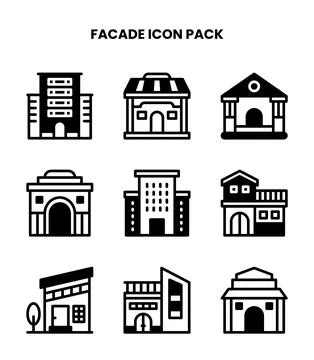 Facade DuoTone Icons Pack Stock Illustration