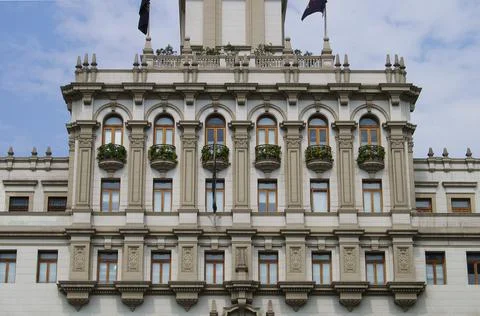 Facade of the Edificio Fenix building beside the Plaza San Martin in Lima, Peru Fotos de archivo