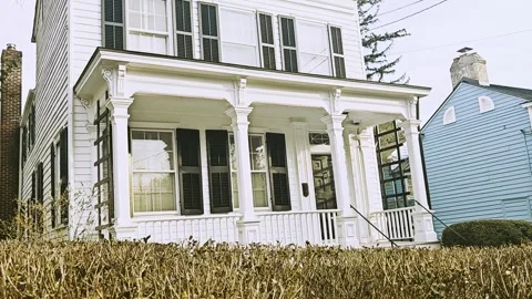 The facade of the Einstein House in Princeton Stock Footage 302778412