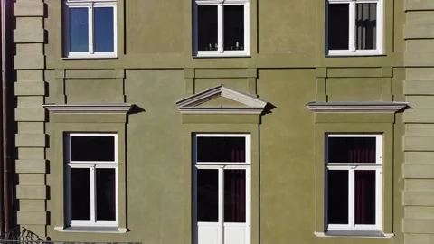Facade of a European city building. Elements of architecture. Aerial drone view. Stock Footage 165453321