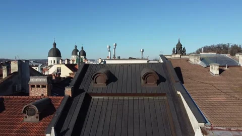 Facade of a European city building. Elements of architecture. Aerial drone view. Stock Footage 165453323