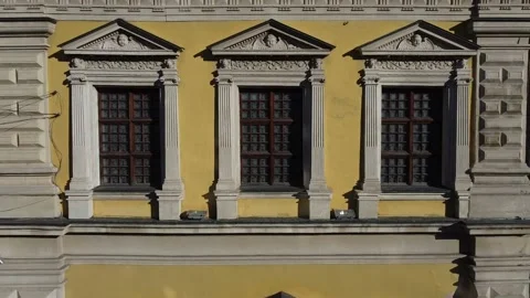 Facade of a European city building. Elements of architecture. Aerial drone view. Stock Footage 165453362