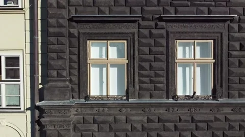 Facade of a European city building. Elements of architecture. Aerial drone view. Stock Footage 165453394