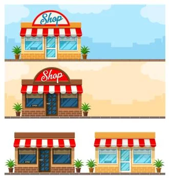 Facade exterior shop flat design with sign Stock Illustration
