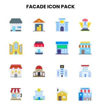 Facade Flat Design Icons Pack Ilustración de archivo