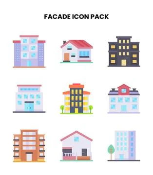 Facade Flat Scalable Icons Pack イラスト素材