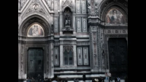 The Facade of Florence Cathedral 1967 Stock Footage 158964820