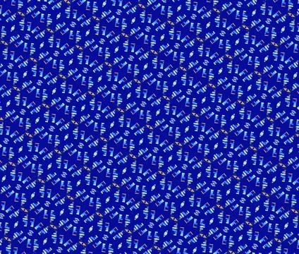 Facade-like geometric repeat texture in shallow blue, tropical cyan, vivid ocean Stock Illustration