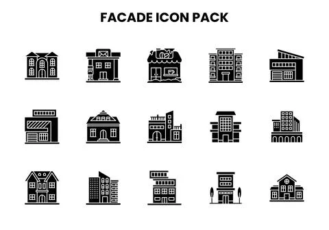 Facade Glyph Bundle Icons Pack Ilustración de archivo
