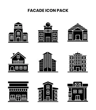 Facade Glyph Design Icons Pack Ilustración de archivo