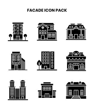 Facade Glyph Graphics Icons Pack Stock Illustration