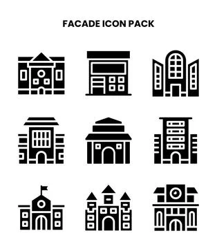 Facade Glyph Graphics Icons Pack Ilustración de archivo