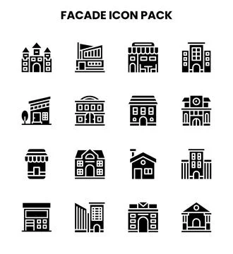 Facade Glyph Icons Pack Ilustración de archivo