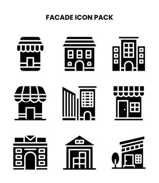 Facade Glyph Scalable Icons Pack Ilustración de archivo