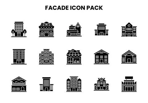 Facade Glyph Scalable Icons Pack Ilustración de archivo