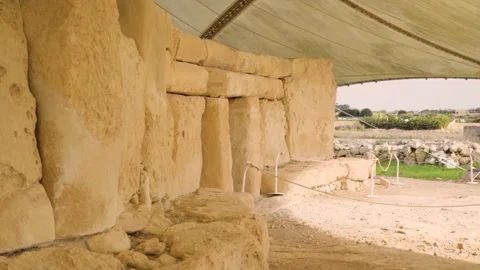 Facade of The Hagar Qim Temples of Malta Stock Footage 246419838