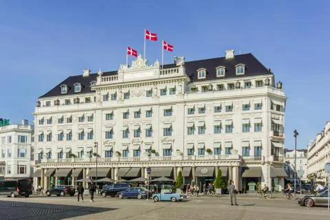 Facade of Hotel Dangleterre in Copenhagen Stock Photos