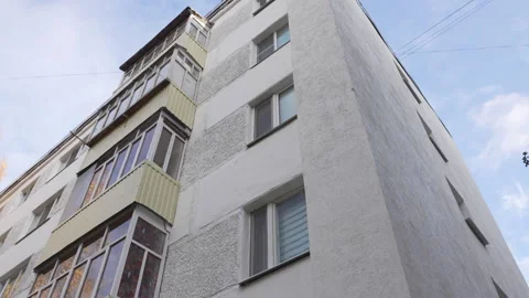 Facade of house features minimalist lines and soft colors Stock Footage 308960976