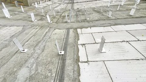 The facade of a house under construction without finishing cladding. Stock Photos