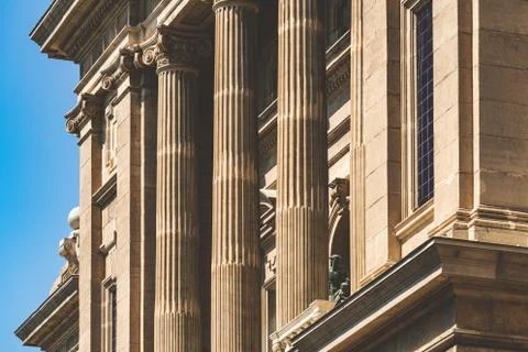 Facade with Ionic columns of the MNAC Stock Photos