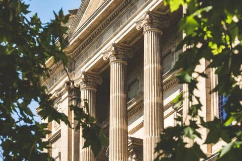 Facade with Ionic columns of the MNAC Stock Photos