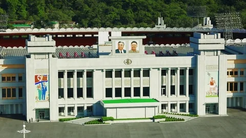 The facade of the Kim Il Sung Stadium Video stock 83734110