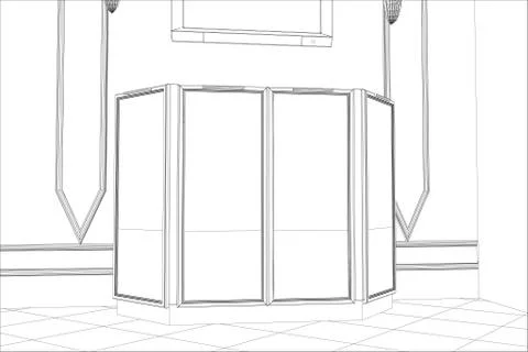 Facade kitchen vector sketch interior. Illustration created of 3d Stock-Illustration