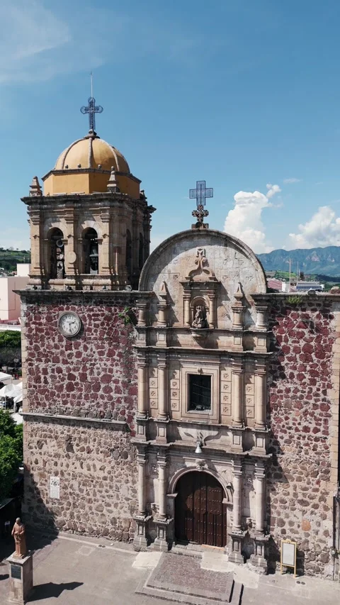 Facade of La Purisima Temple in Tequila, Jalisco. Mexico Stock Footage 285261417