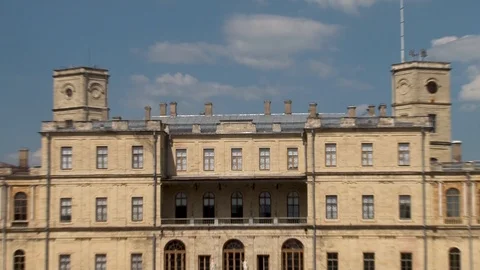 Facade of large Gatchina Palace, Count Grigory Orlov. Stock Footage 109198647