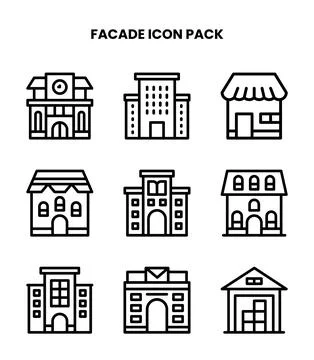 Facade Line Design Icons Pack Ilustración de archivo