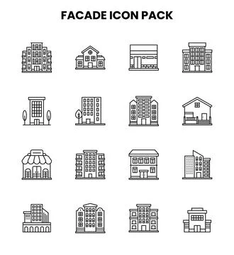 Facade Line Graphics Icons Pack Stock Illustration