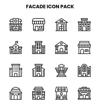 Facade Line Graphics Icons Pack Ilustración de archivo
