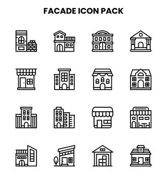 Facade Line Graphics Icons Pack Stock Illustration