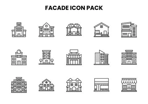 Facade Line Scalable Icons Pack Stock Illustration