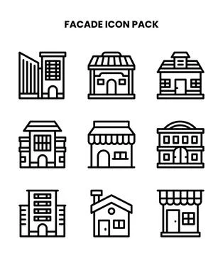 Facade Line Set Icons Pack Stock Illustration