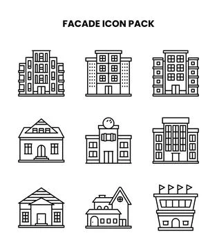 Facade Line UI Icons Pack Stock Illustration