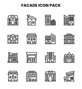 Facade Line UI Icons Pack Stock Illustration