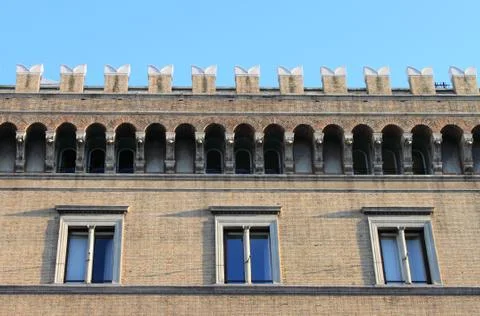 Facade of a medieval building Stock Photos